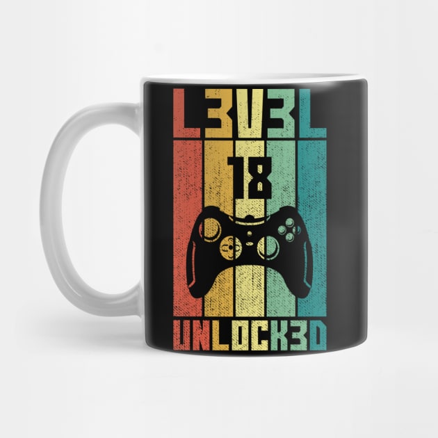 Level 18 Unlocked Vintage Gamer 18th Birthday Gift by Alex21